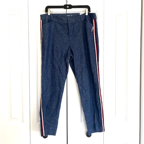 Old Navy Pixie Dressy Denim Pants with Red White Blue Striped  Sz 14 NWT - Picture 2 of 7